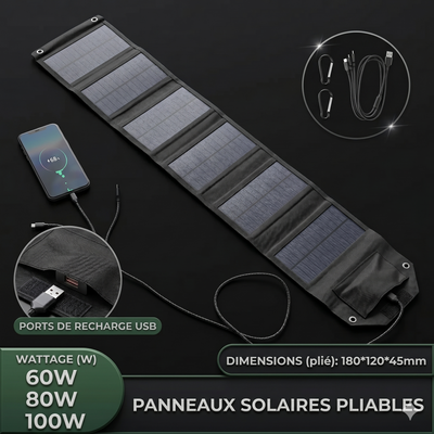 Panneau Solaire Pliant — Utilisation bivouac et trek