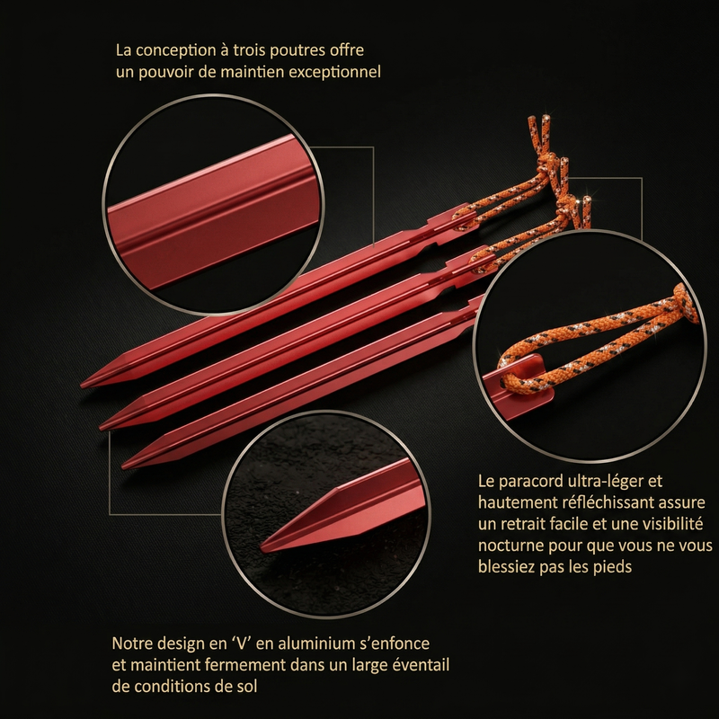 Piquets de Tente Aluminium 18cm — Lot de 10 ultralégers
