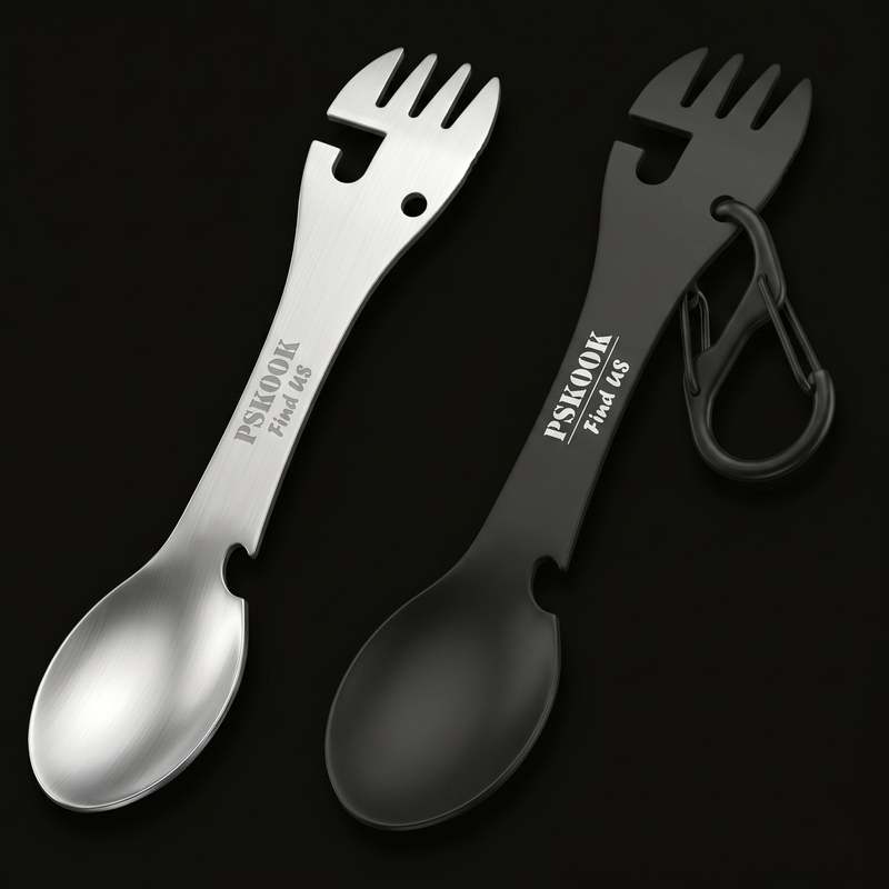 Couverts de survie 5-en-1 — coloris titane et argent