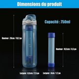 Bouteille filtrante de survie 750 ml — filtre à eau intégré