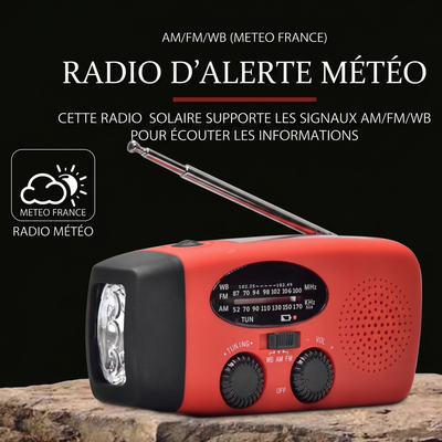 Radio de survie solaire AM/FM incluse dans le Kit de Survie 72h SURVIVRA