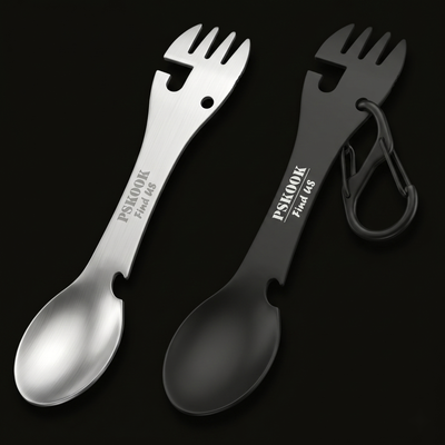 Couverts de survie 5-en-1 — coloris titane et argent