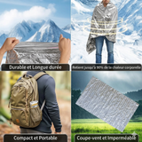 Couverture de survie mylar — réfléchit la chaleur corporelle