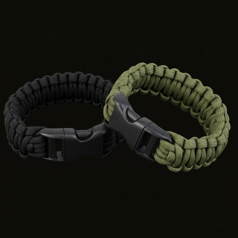 Bracelet Paracorde Noir — Déploiement corde urgence
