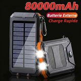 Batterie solaire portable — vue avec panneau solaire intégré