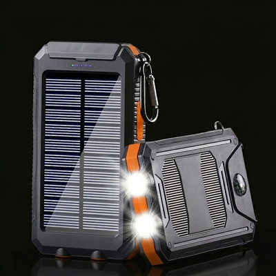 Batterie solaire portable avec lampe LED, boussole et mousqueton SURVIVRA